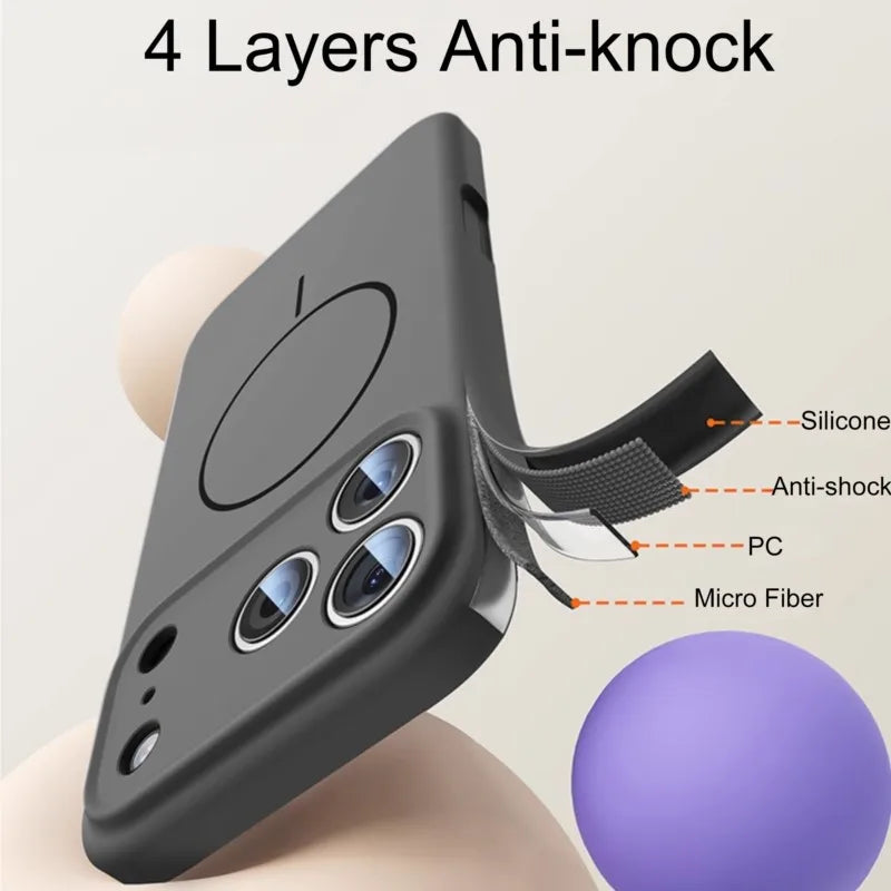 Luxury Liquid Silicone Case for iPhone 17 Air 16 16E 15 14 13 12 11 Pro Max Plus Soft For Magsafe Magnet Shockproof Matte Cover
