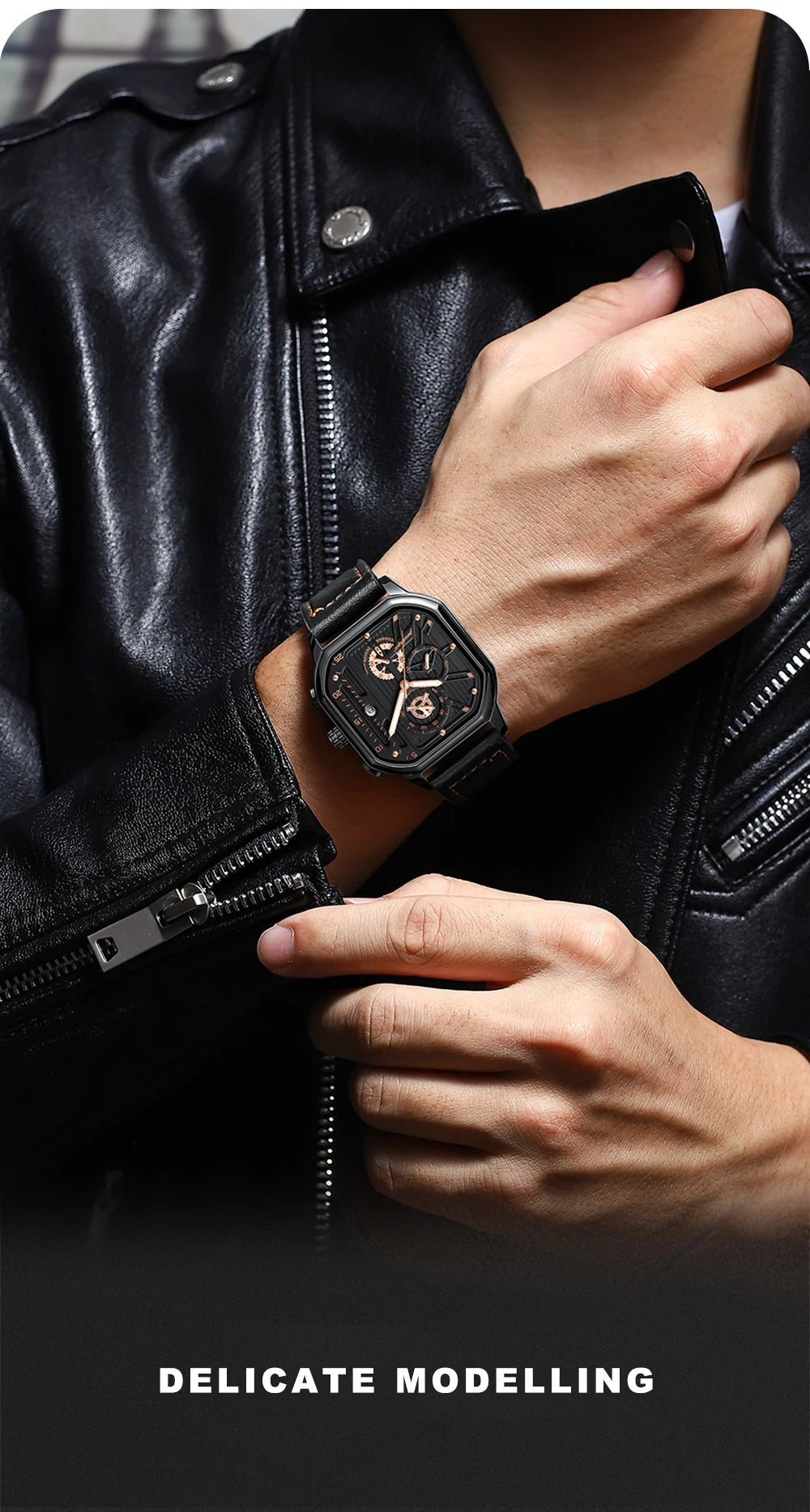 POEDAGAR New Luxury Casual Men's Quartz Watch Chronograph Date Waterproof Luminous Leather Man Watches Military Sports Men Watch