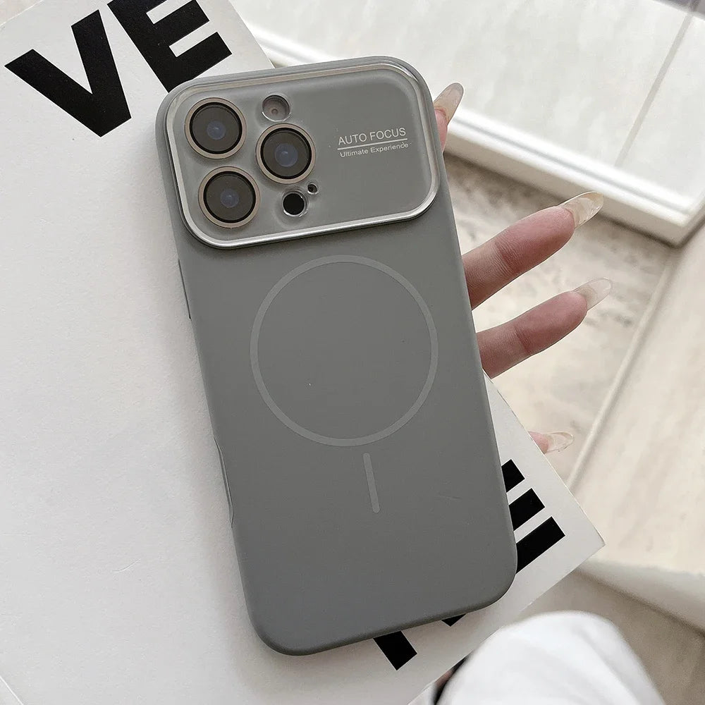 Advanced Liquid Phone Case For iPhone 17 16 14 15 Pro Max Magnetic Charging Glass Lens Protective Cover Silicone Couple Set