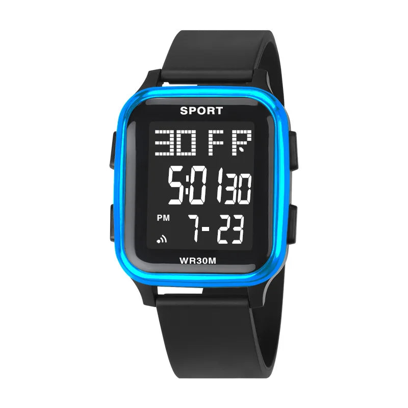 YIKAZE Sports Watch for Men Waterproof Multifunction Electronic Watch Ultra-thin Men's LED Digital Wristwatch for Man Student