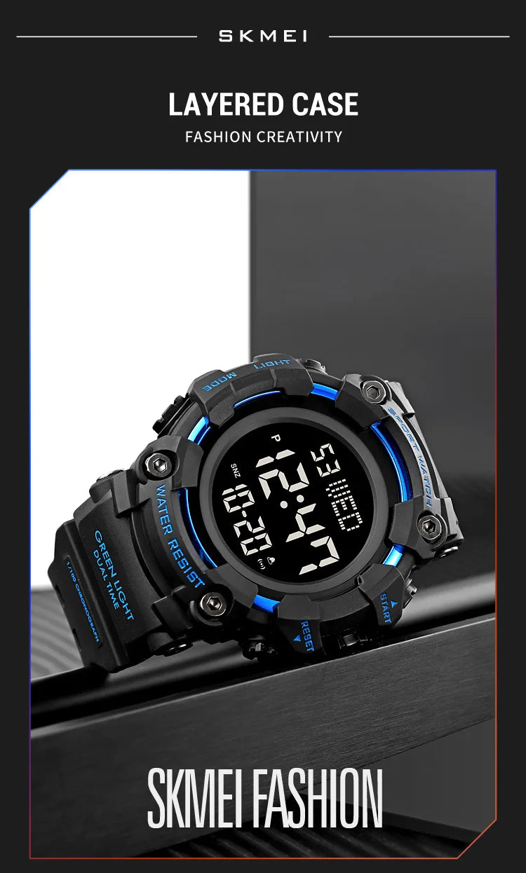 Skmei Luxury Fashion Sports Watches Men Waterproof Stopwatch Dual Time Digital Wristwatch Big Dial Clock Reloj Hombre