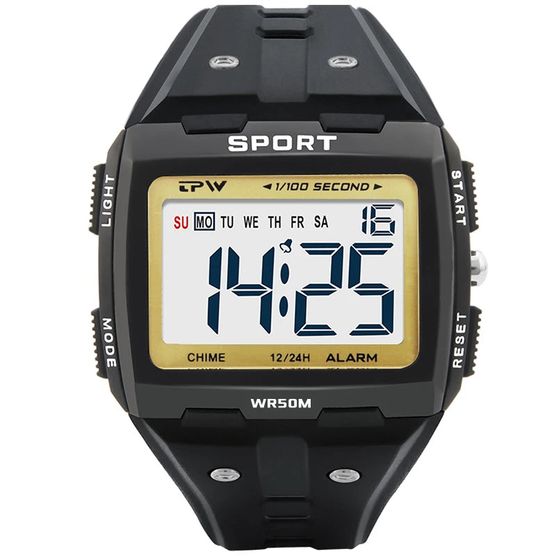 TPW Oversized Digital Watch Big Numbers Easy to Read 5ATM Water Resistant