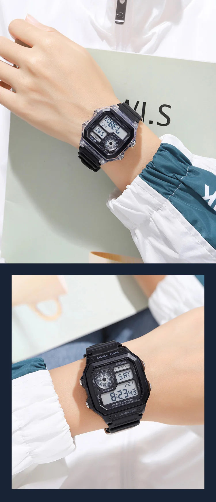 SKMEI 1998 Mens Multifunction 5Bar Waterproof Chrono Wristwatch Clock reloj hombre  Japan Digital Movement Countdown Sport Watch