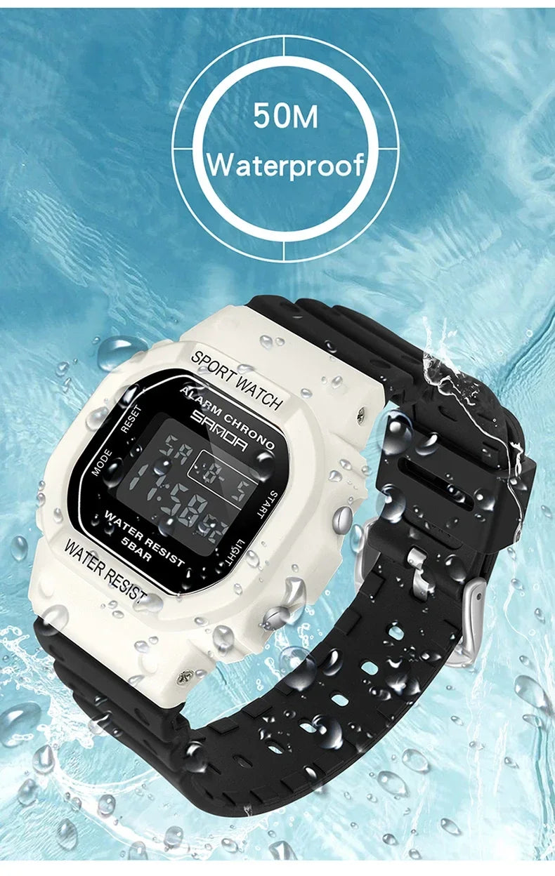 SANDA 293  Waterproof Watch Fashion Brand Ladies Watches For Women Sport Digital Wristwatches Female Clock LED Display 50m