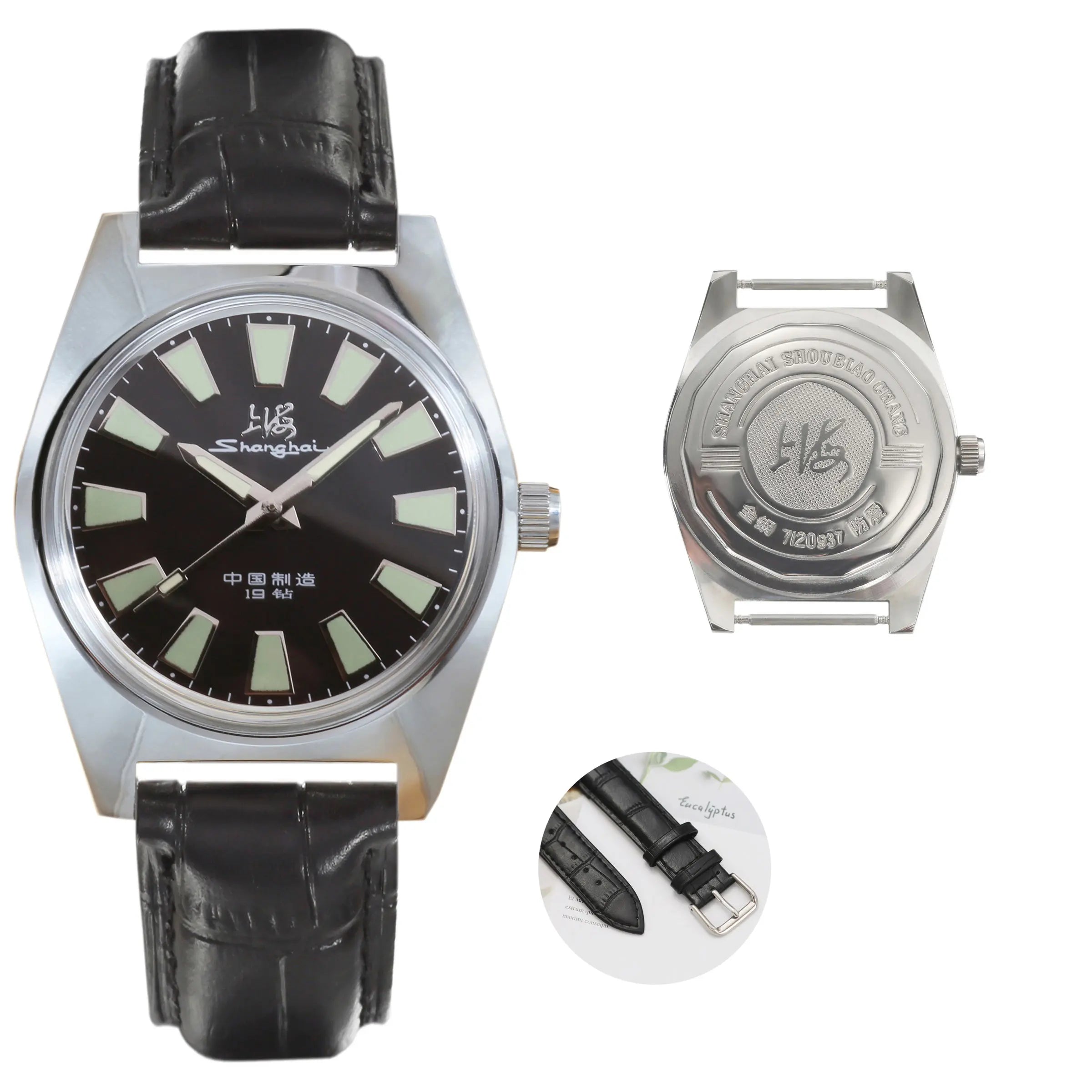 Shanghai 36MM Hand-Wind Mechanical Watch 7120 Waterproof Bauhaus Design Watch for Men wholesale