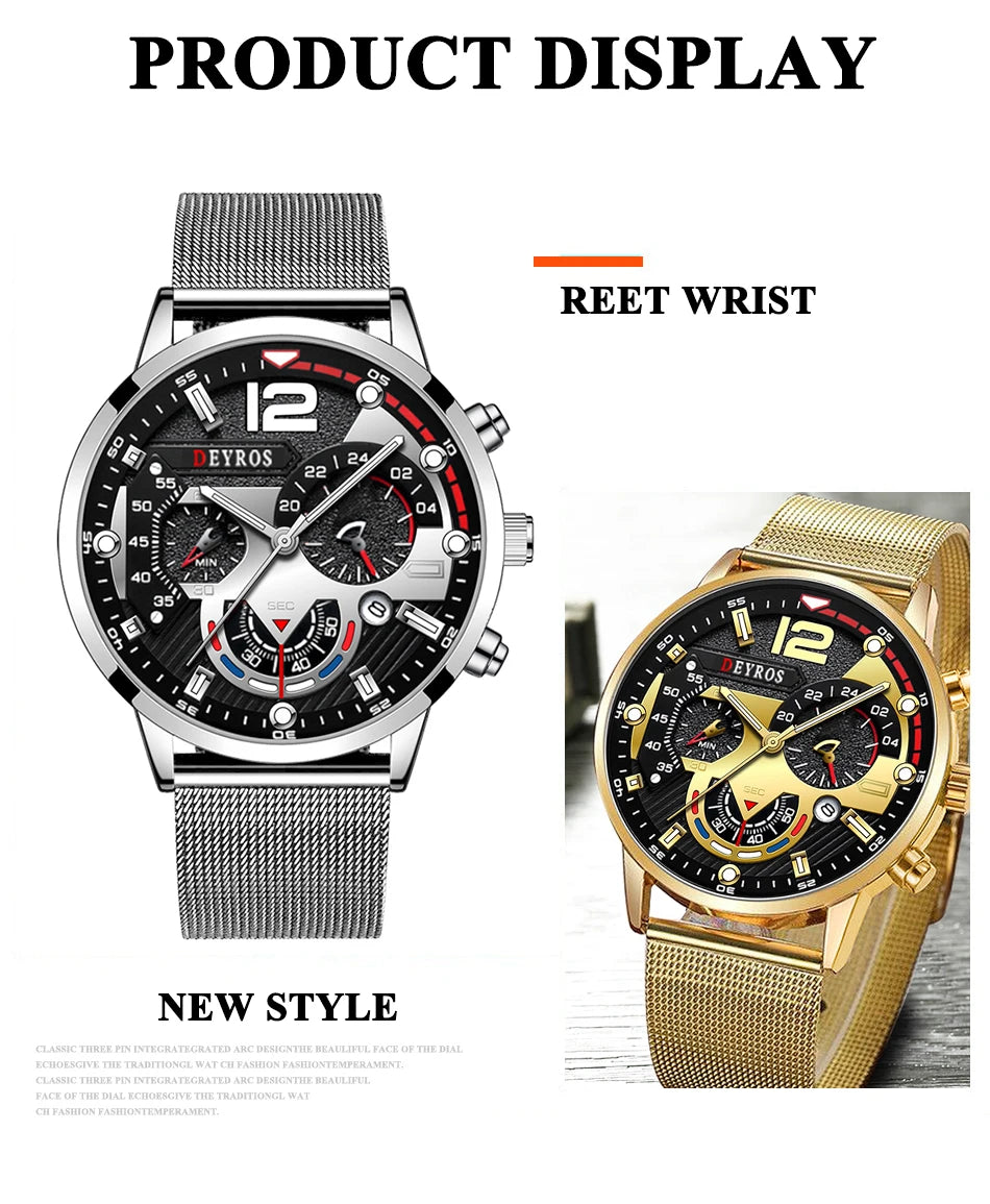 Fashion Mens Business Watches Luxury Quartz Wrist Watch Luminous Clock Men Casual Calendar Watch