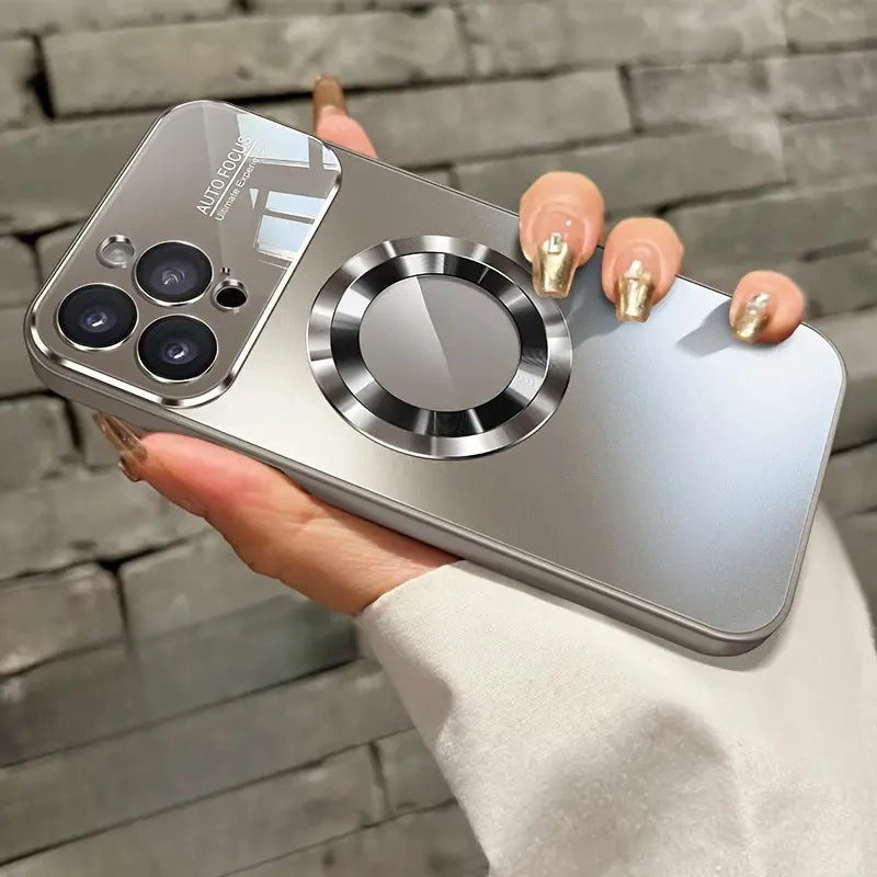 New Titanium Metallic Color Magnetic Phone Case For iPhone 16E 16 15 14 11 13 12 Pro Max Matte Wireless Charging Protect Cover