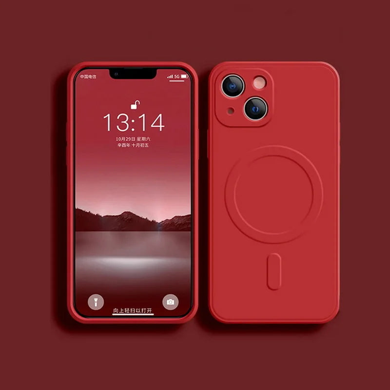 For Magsafe Magnetic Wireless Charge Case For iPhone 17 16 14 13 12 11 15 Pro Max Mini XR XS Soft Liquid Silicone Back Cover