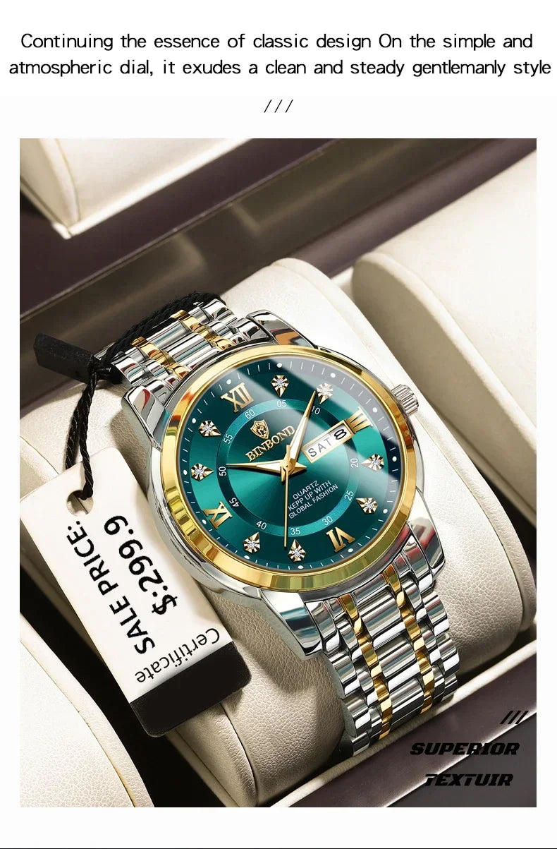 Casual Business Movement Fashion Quartz Wristwatches Gold Diamond Clock Men Luxury Watch Automatic Watches Mens Gifts Relojes