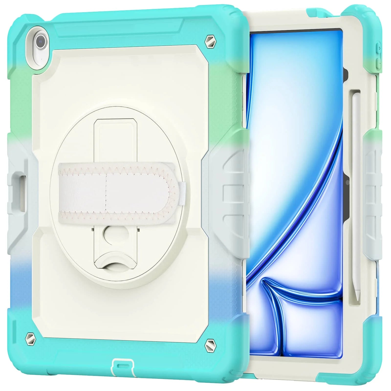For iPad (A16) 11th Air 11 Air 13 M3  (2025) - Heavy Duty Protective Cover with Screen Protector, Shoulder Strap & Pencil Holder