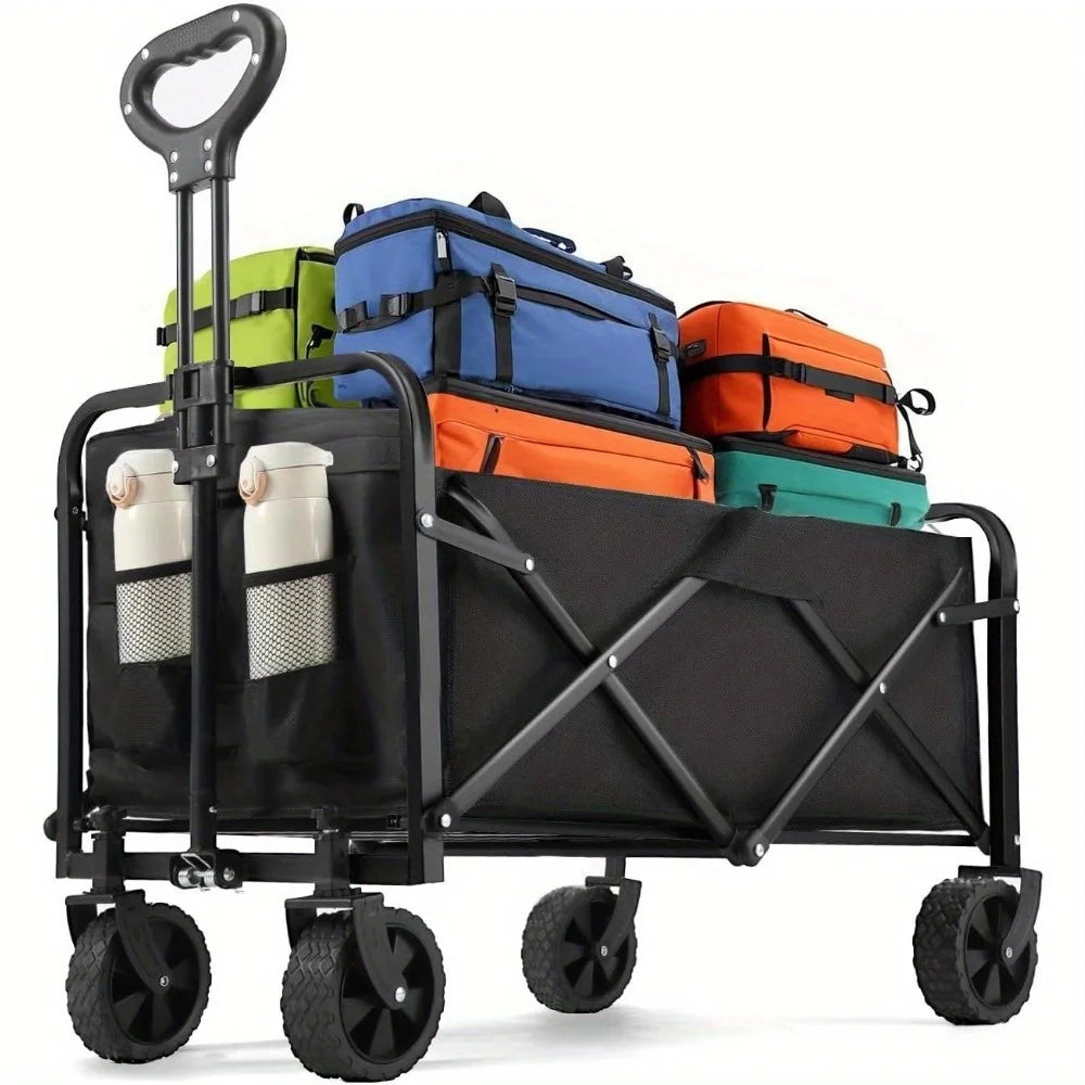 Cart Folding us Heavy Duty Wagon Carts Foldable, Portable Wagons for Groceries, Beach Cart with All-Terrain Wheels  Drink Holders, Utility Wagon