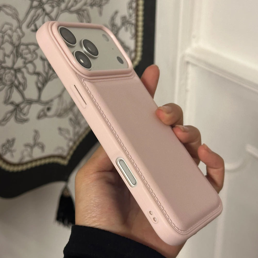Luxury Drum Cortex Plain Phone Case For iPhone 11 12 13 14 15 16 17 Pro Max Plus Air Shockproof Bumper Cases Cover