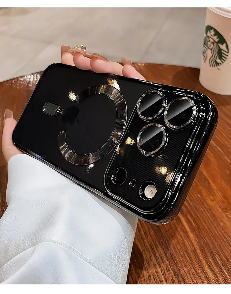 Luxury Magsafe Soft Phone Case For iPhone 11 12 13 14 15 16 17 Pro Max Plus Air Magnetic Transparent TPU Bumper Cases Cover