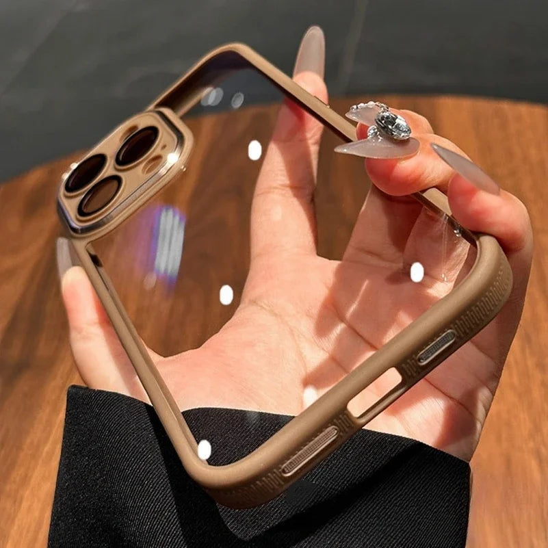 Original Gold Case For iPhone 16 Pro Max Glass Camera Protector Case for iPhone 15 13 12 14 Pro Max Transparent Shockproof Cover