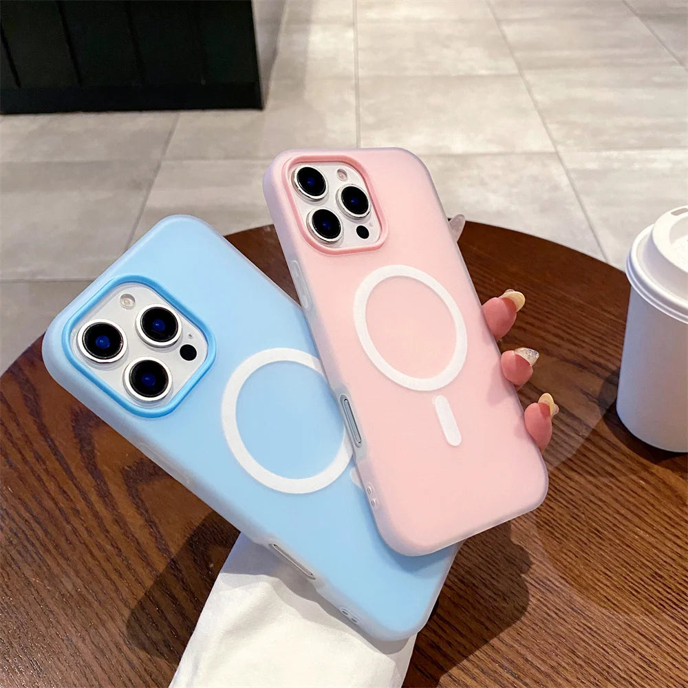 Luxury Candy Color  Magnetic Matte Case For iPhone 17 16 15 14 13 12 11 Pro Max  Air 16 ProMax Magsafe Wireless Charging  Cover