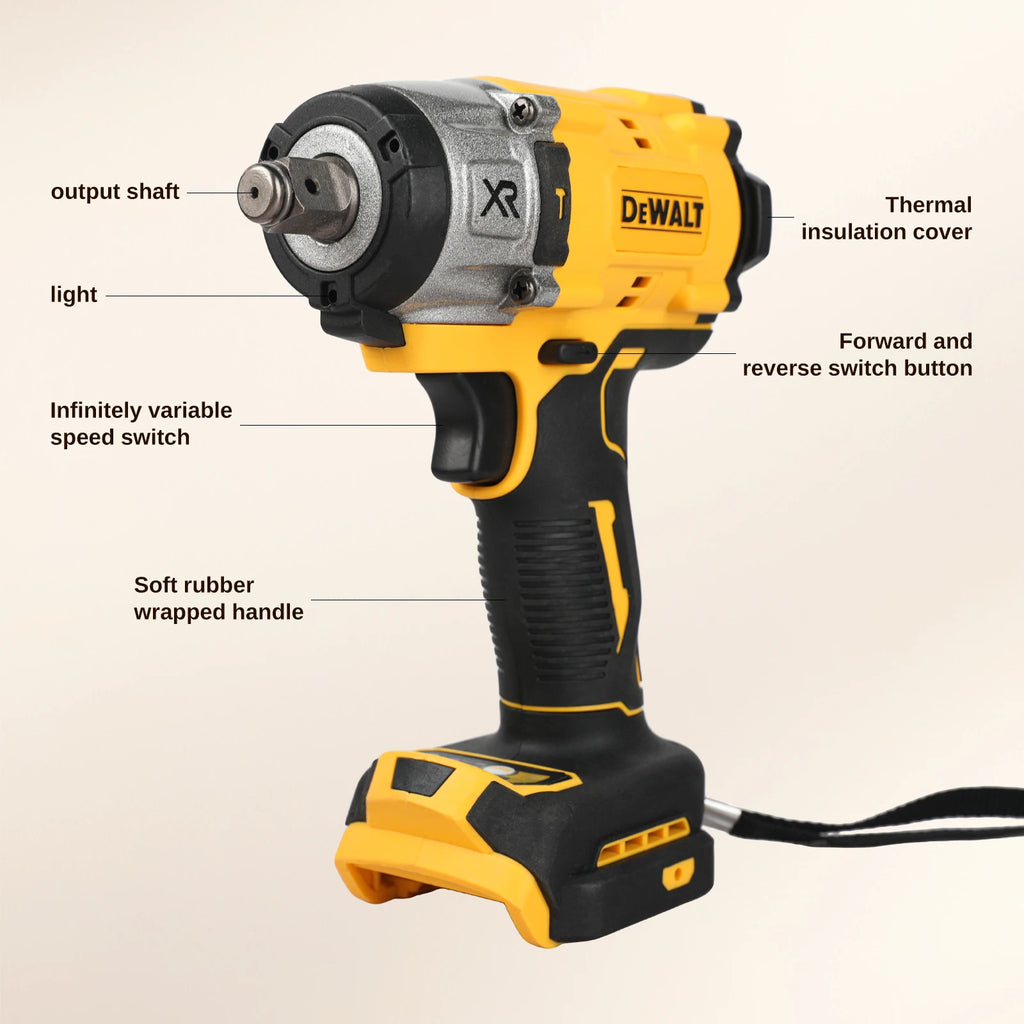 DEWALT US 1/2" DCF922 Wireless Impact Wrench Rechargeable High Torque 406Nm(Reverse) 2500PRM Universal 20V Battery Power Tools
