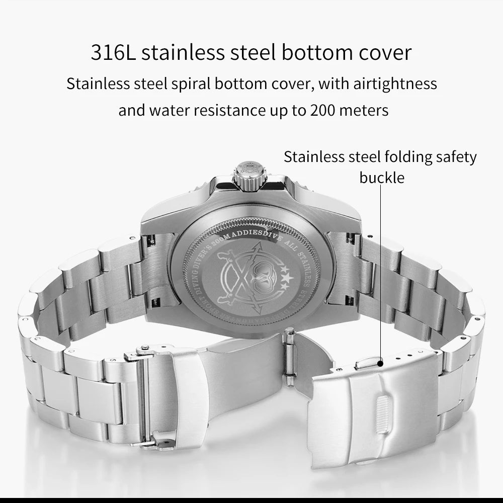 ADDIESDIVE 41mm Watch For Men 20Bar C3 Super Luminous reloj hombre Quartz watch relogio masculino Men Steel Waterproof Watches