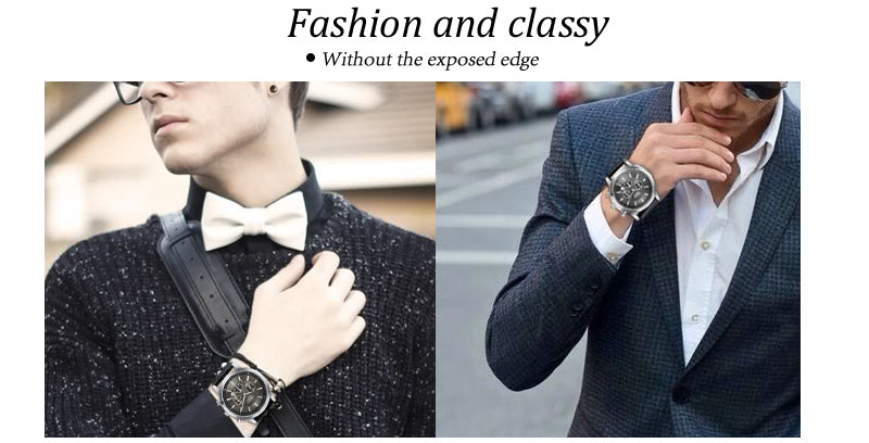 CHRONOS Mens Watches Male Sport Business Quartz Wristwatch  Dress Leather Clock Causal Military Timepiece Relogio Masculino