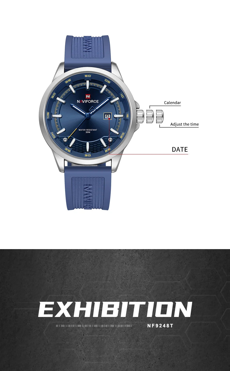 NAVIFORCE Men Business Watch Silicone Strap Wristwatches Quartz Casual Men's Watches Date Luminous Waterproof Original Clock