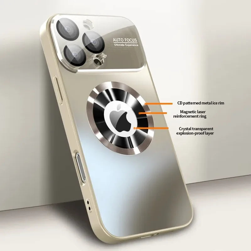 Titanium Metallic Luxury Matte Case For iPhone 17 16 15 14 13 12 11 Pro Max Plus For Magsafe Glass Lens Camera Protection Cover