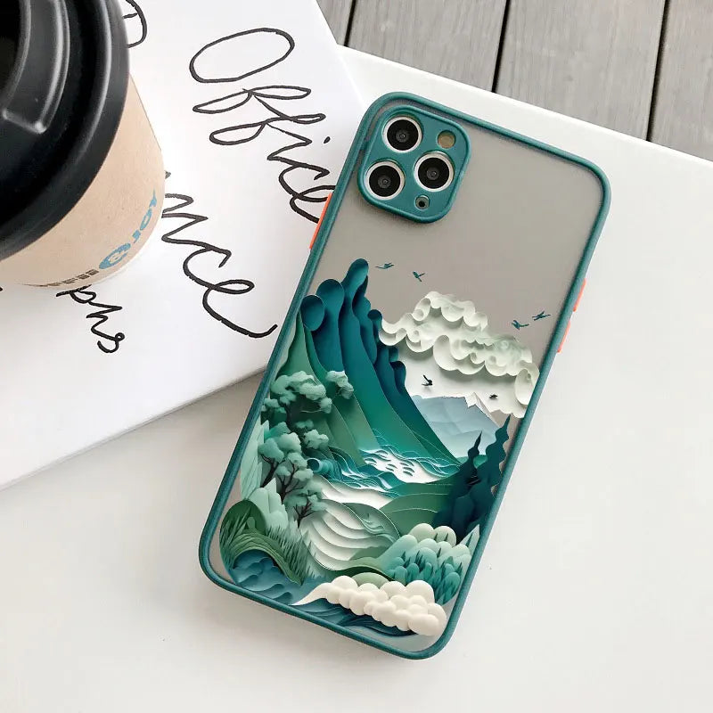 Printing Landscape phone case For iPhone 17 16 15 14 11 12 13 Pro Max Mini XS X XR 16 Plus Creative Mountains Shockproof Cover
