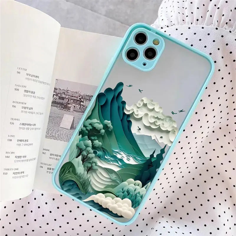 Printing Landscape phone case For iPhone 17 16 15 14 11 12 13 Pro Max Mini XS X XR 16 Plus Creative Mountains Shockproof Cover