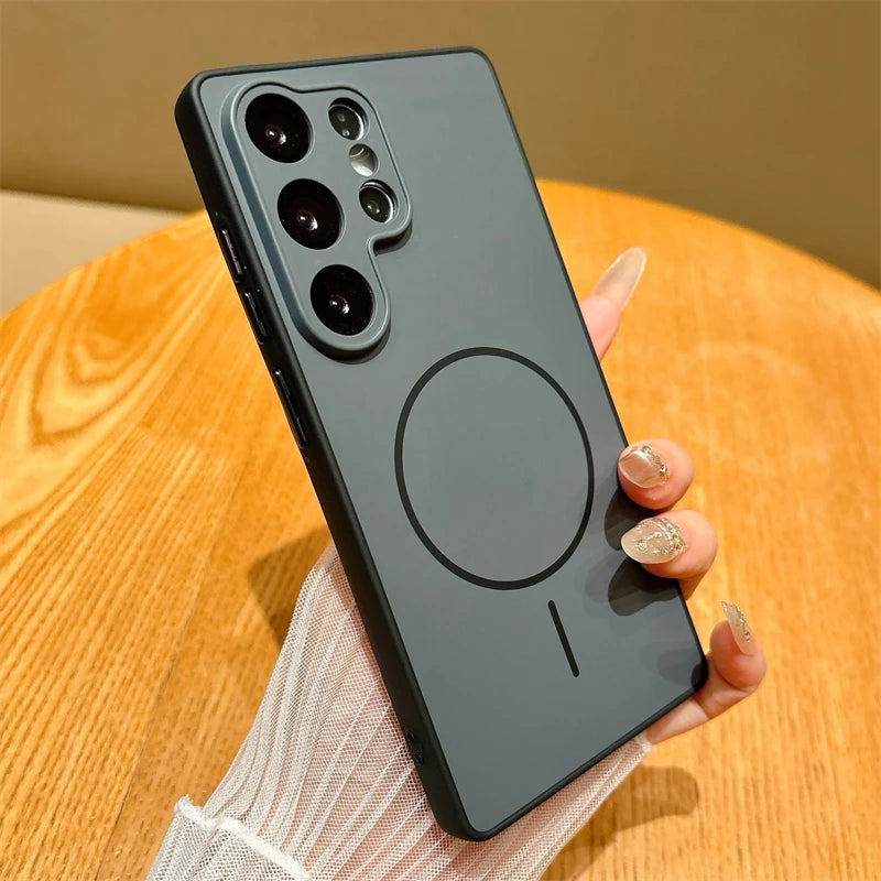 Luxury Matte Magnetic Wireless Charging Case For Samsung A56 A26 A17 S26 S25 S24 S23 FE Plus S22 Ultra For Magsafe Bumper Cover