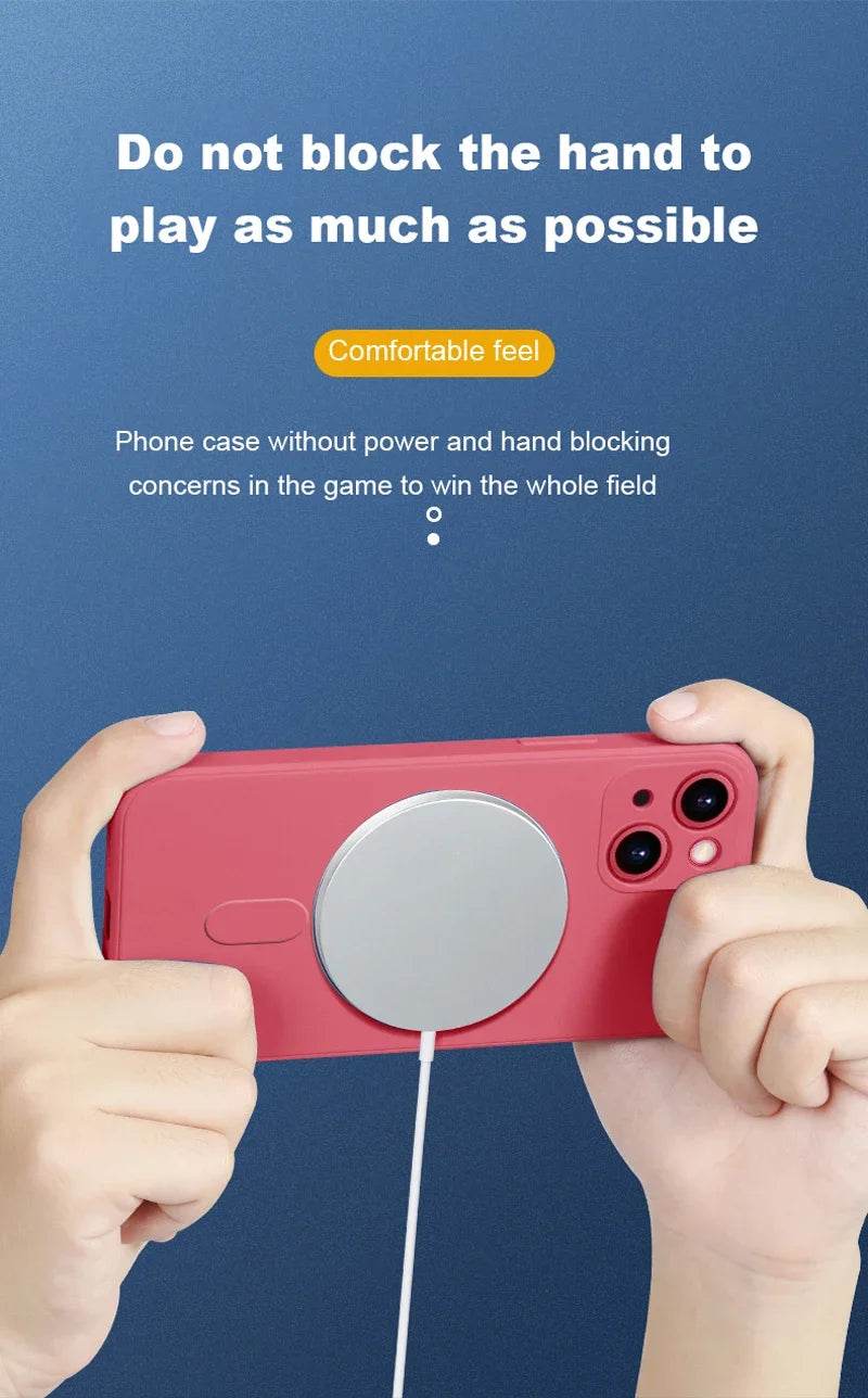 For Magsafe Magnetic Wireless Charge Case For iPhone 17 16 14 13 12 11 15 Pro Max Mini XR XS Soft Liquid Silicone Back Cover