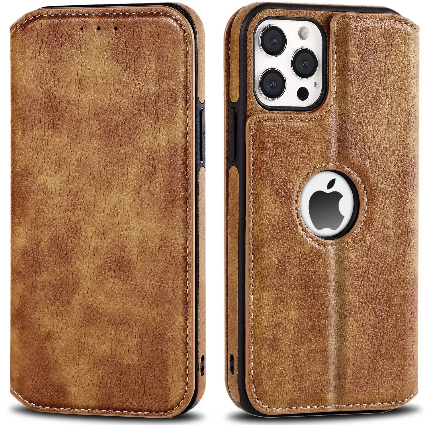 Leather Case For iPhone 16 15 14 13 12 11 Pro Max XS XR Wallet Case [RFID Blocking] Slim Magnetic Flip Cover with Card Holder