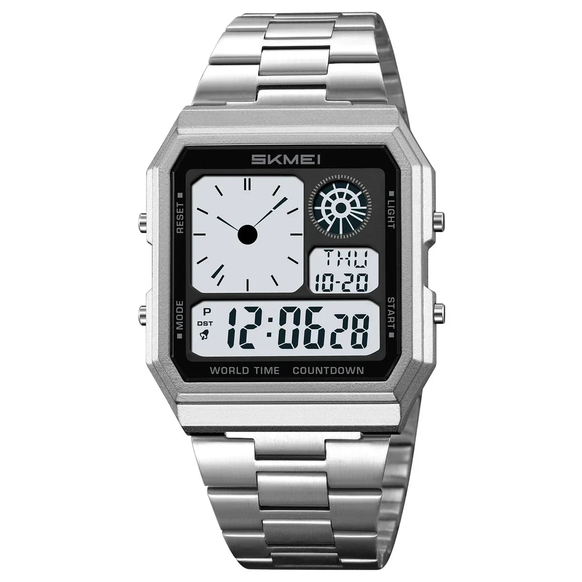 SKMEI 2353 Waterproof Outdoor Sport Stainless Steel Strip Wristwatches Reloj Hombre World Digital Electronic Watch For Men Women