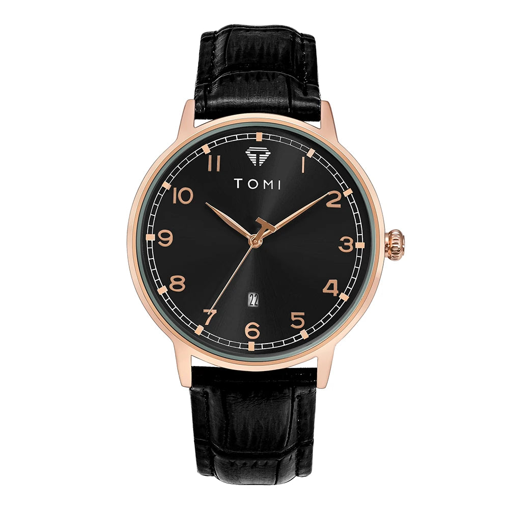 TOMI men's minimalist fashion watch circular dial calendar men's and women's casual quartz watch clock gift