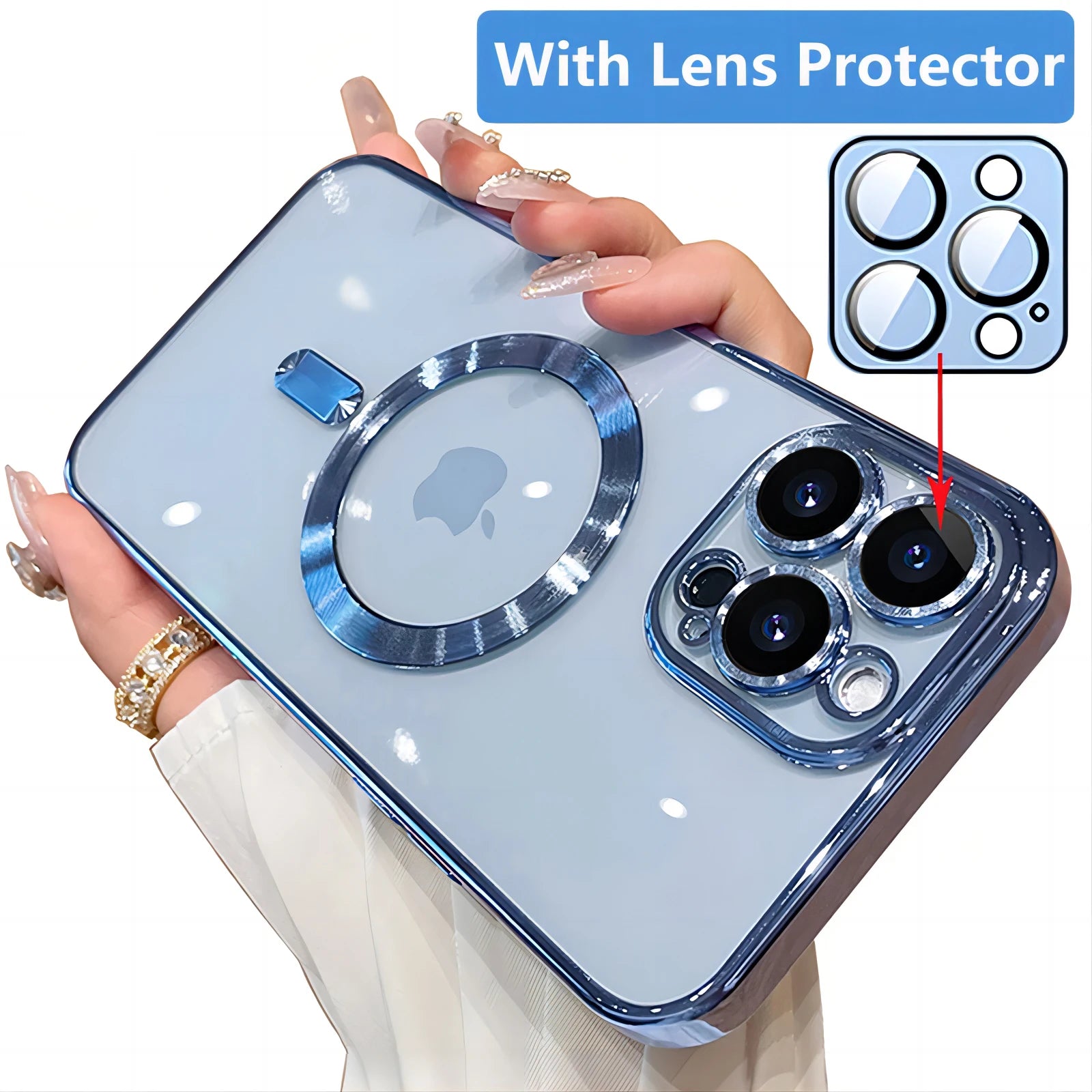 Magnetic Plating Case For iPhone 15 16 14 Plus 13 12 11 Pro Max E Camera Lens Protector Glass For Magsafe Wireless Charger Cover