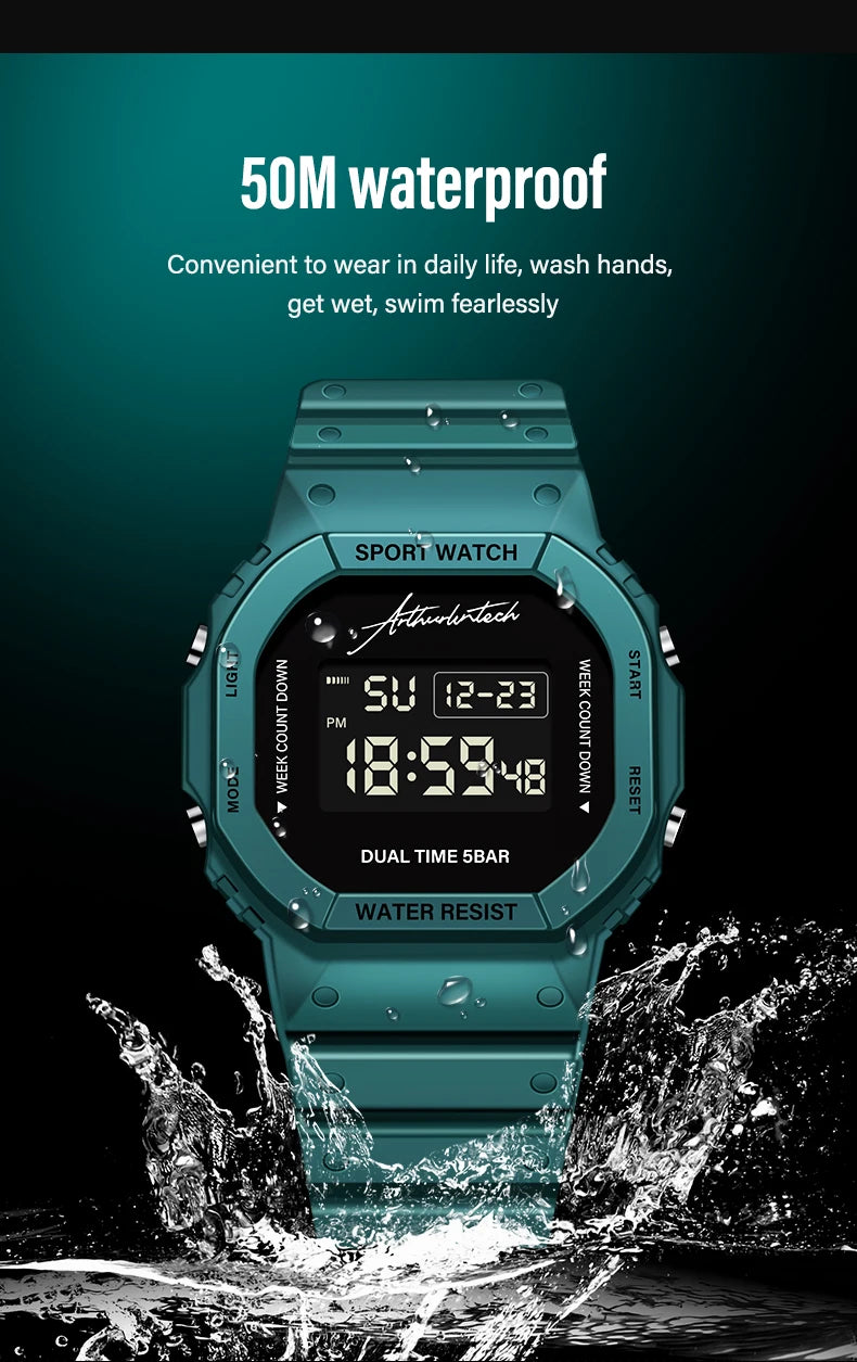 Military Digital Watch for Men Sports Waterproof Shockproof Mens Wristwatches LED Didplay Alarm Clock Reloj Hombre