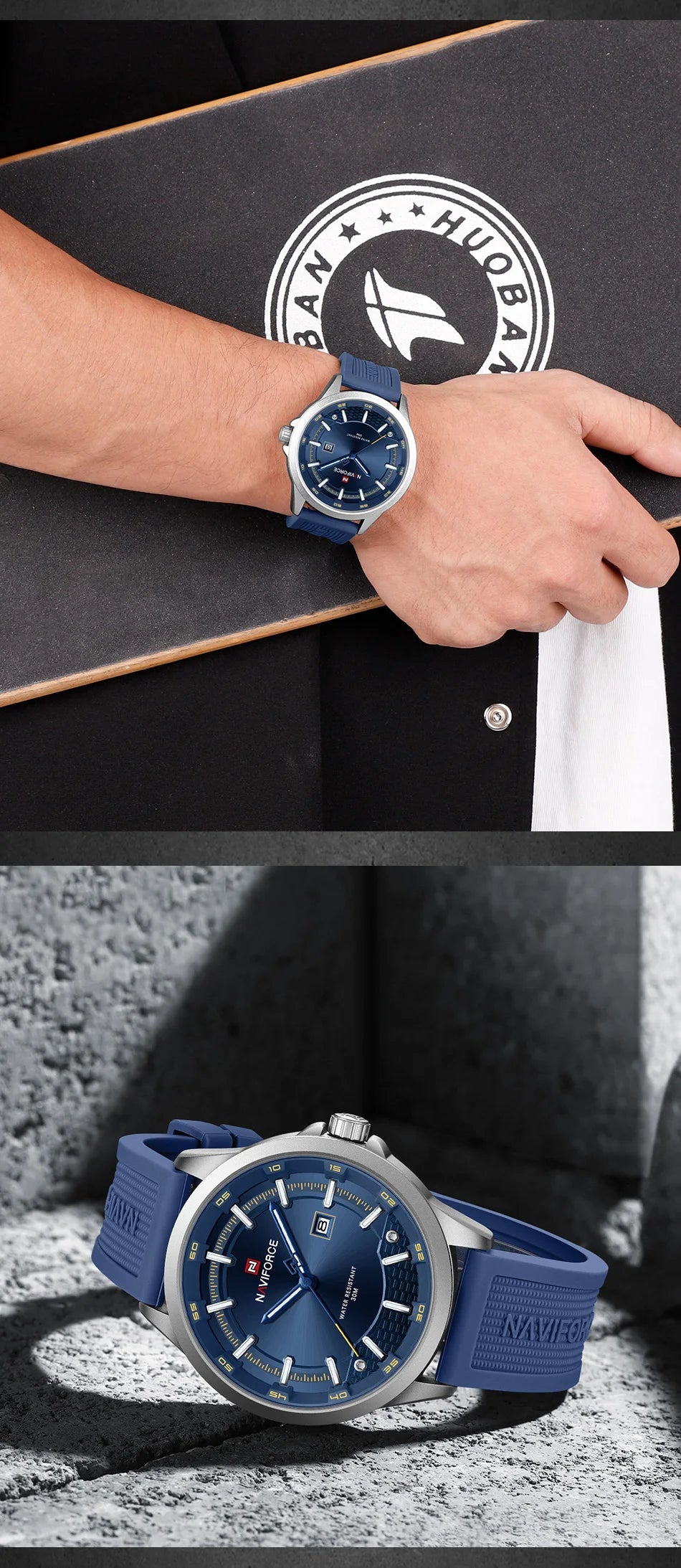 NAVIFORCE Men Business Watch Silicone Strap Wristwatches Quartz Casual Men's Watches Date Luminous Waterproof Original Clock