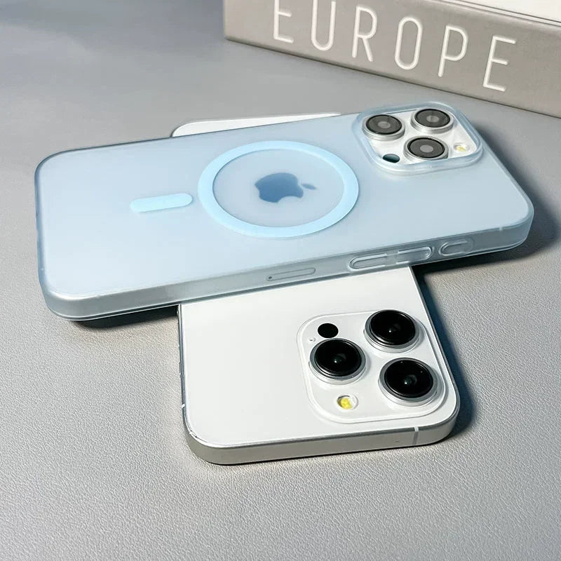 Ultra Thin Matte Magnetic Wireless Charger Case For iPhone 17 16 15 14 13 12 11 Pro Max For Magsafe Hard PC Translucent Cover