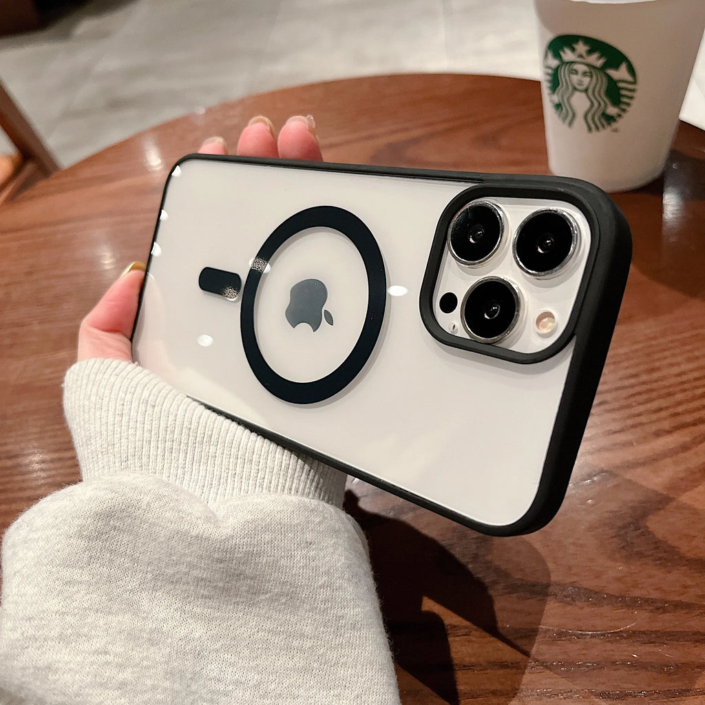 Colorful Transparent For Magsafe Magnetic Wireless Charging Case for iPhone 15 14 13 12 11 Pro Max Mini XS XR Hard Acrylic Cover