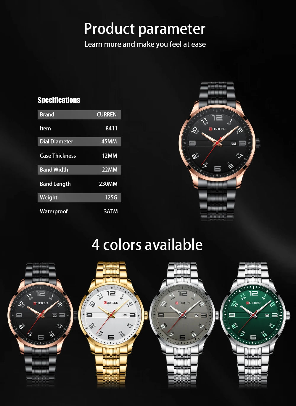 Men Fashion Casual Business Watches Men's Quartz Clock Male stainless steel Strap Wrist Watch Relogio