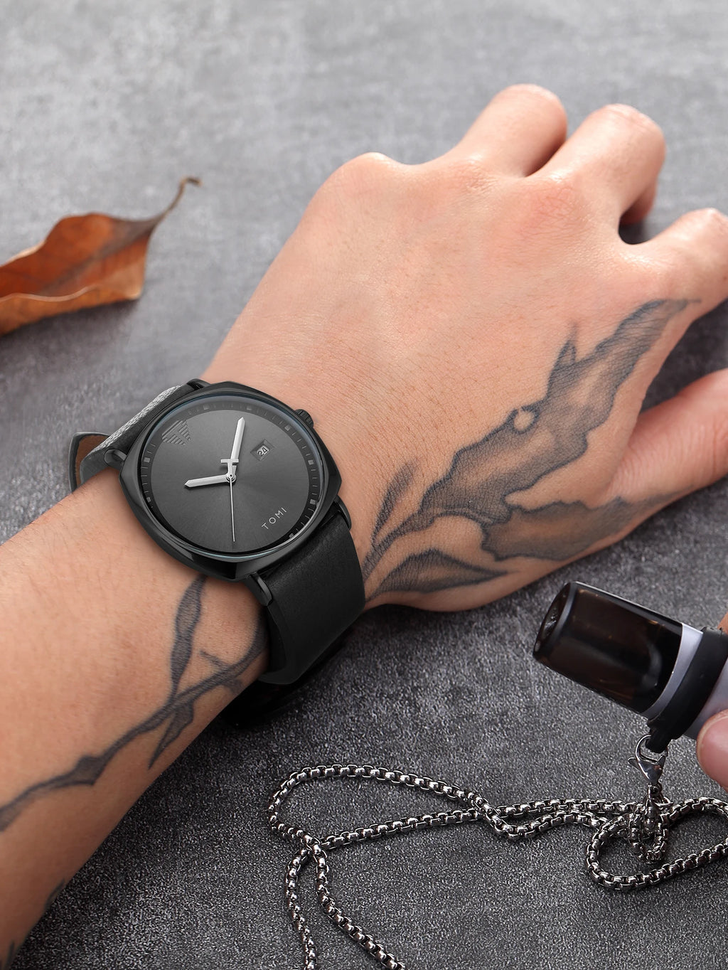 TOMI 3PCS Simple Business Men Watch Wallet Gift Box Set High Quality Classic Versatile Men Quartz Watch Clock Gifts Reloj