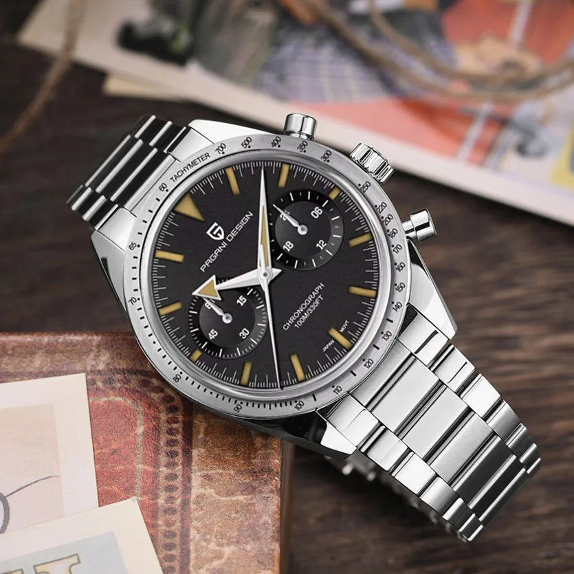 2026 New PAGANI DESIGN Retro Mens Watches Moon Quartz Watch For Men Speed Sports Chronograph AR Sapphire VK64 Clock Reloj Hombre