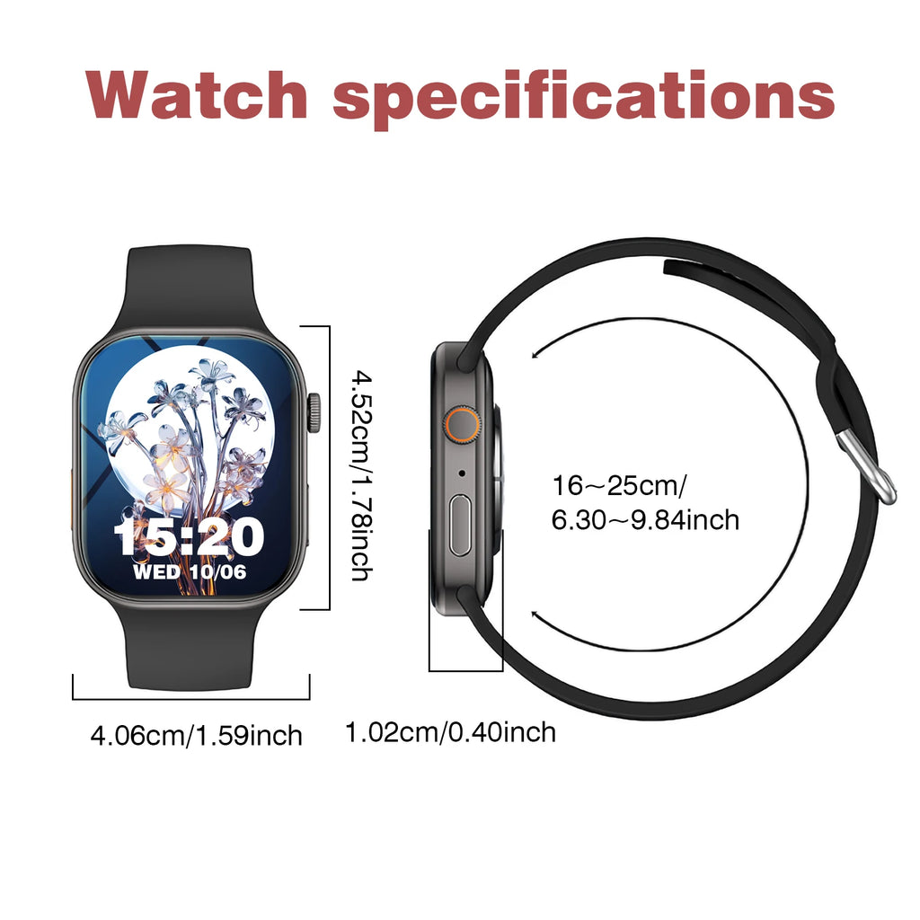 Smart watch, wireless calling, message reminder, multi-sport mode, 2.01-inch HD screen, custom dial wallpaper, unisex