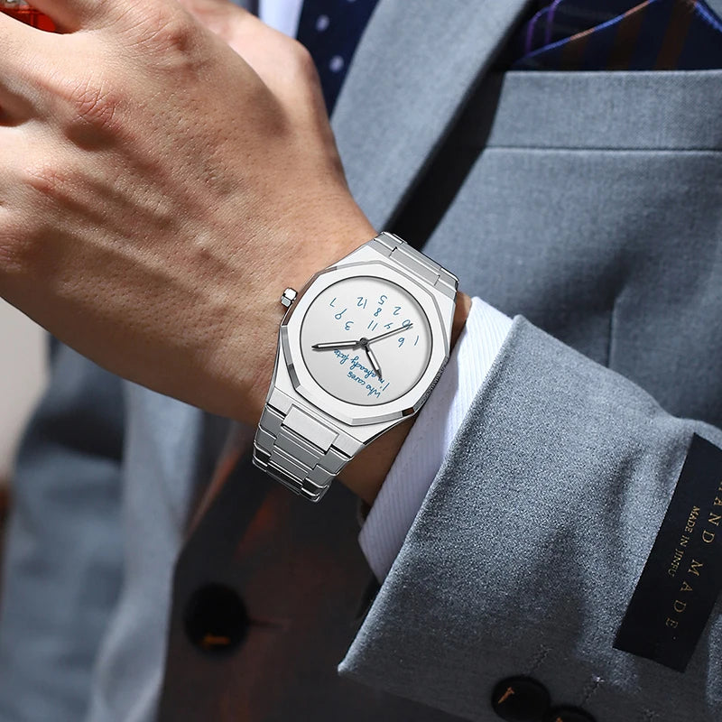 Fashion Luxurious Exquisite Elegant Men's Watch Classic Business Casual  Arabic Digital Steel strip Waterproof Noctilucent Watch