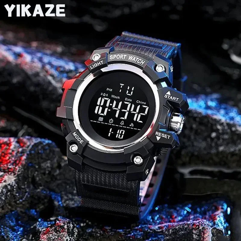 YIKAZE Men's Military Digital Watch Outdoor Men Sports Watch Waterproof Luminous Chronograph Clock Student Electronic Wristwatch