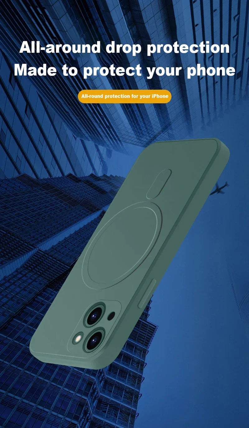 For Magsafe Magnetic Wireless Charge Case For iPhone 17 16 14 13 12 11 15 Pro Max Mini XR XS Soft Liquid Silicone Back Cover
