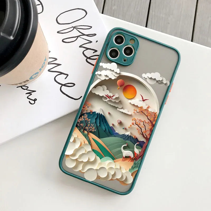 Printing Landscape phone case For iPhone 17 16 15 14 11 12 13 Pro Max Mini XS X XR 16 Plus Creative Mountains Shockproof Cover