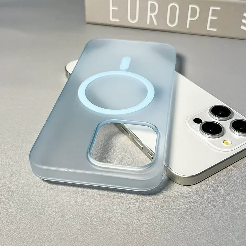 Ultra Thin Matte Magnetic Wireless Charger Case For iPhone 17 16 15 14 13 12 11 Pro Max For Magsafe Hard PC Translucent Cover