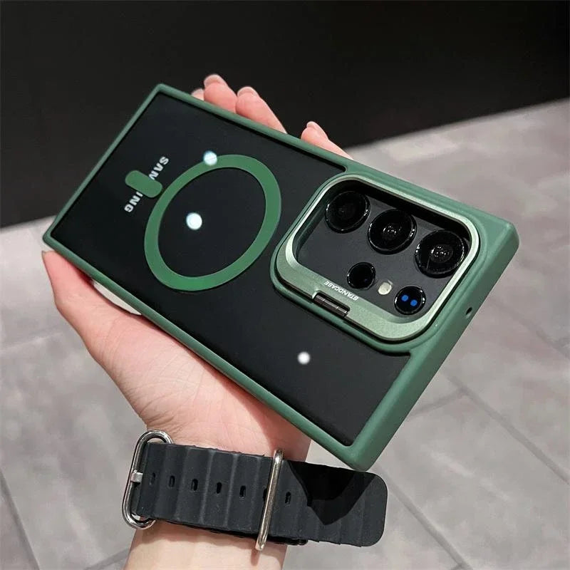 Camera Protector Holder Clear Phone Case For Samsung Galaxy S25 Ultra S24 S23 S22 S23 FE Plus Magsafe Magnetic Cover Capa Fundas