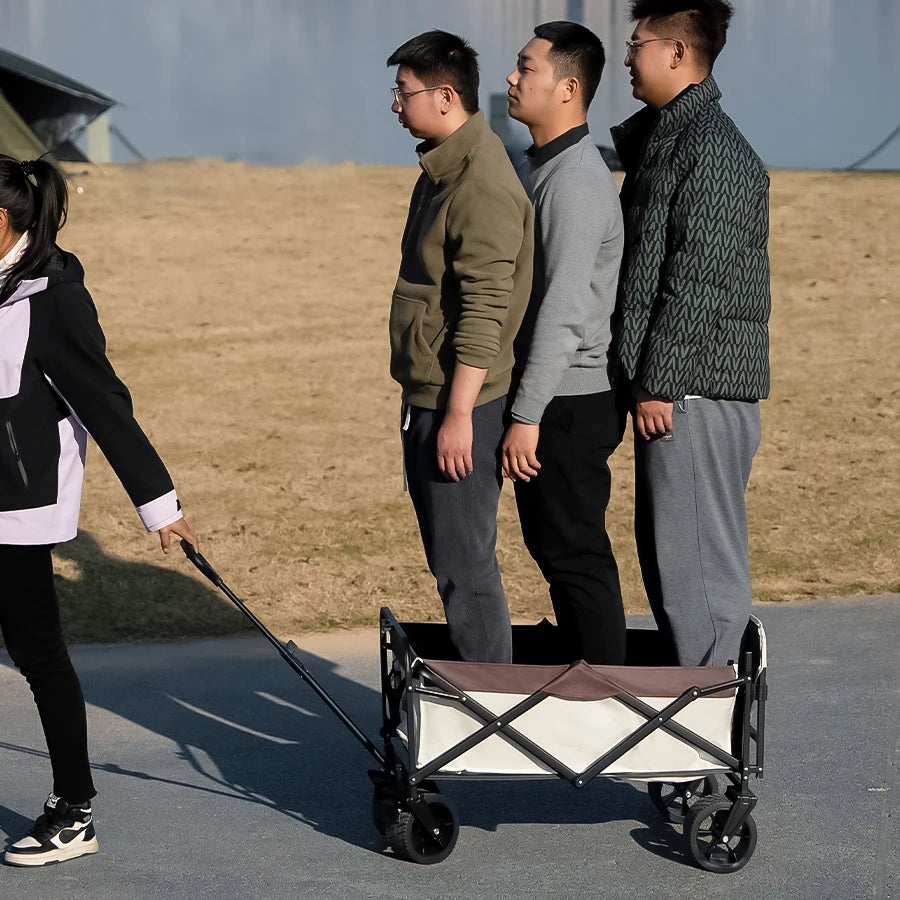 Large Weight Capacity Heavy Duty Wagon Cart Folding us Wagon for Outdoor Garden Beach wagon Camping Equipment with Cup Holders