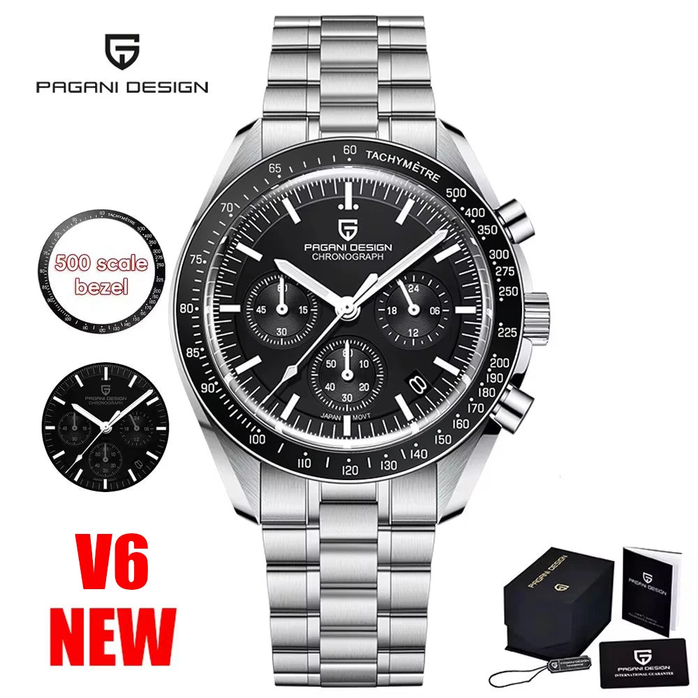 2026 New PAGANI DESIGN Moon V6 Men's Watches Luxury Quartz Watch For Man Chronograph VK63 Men Gift AR Sapphire Mirror Luminous