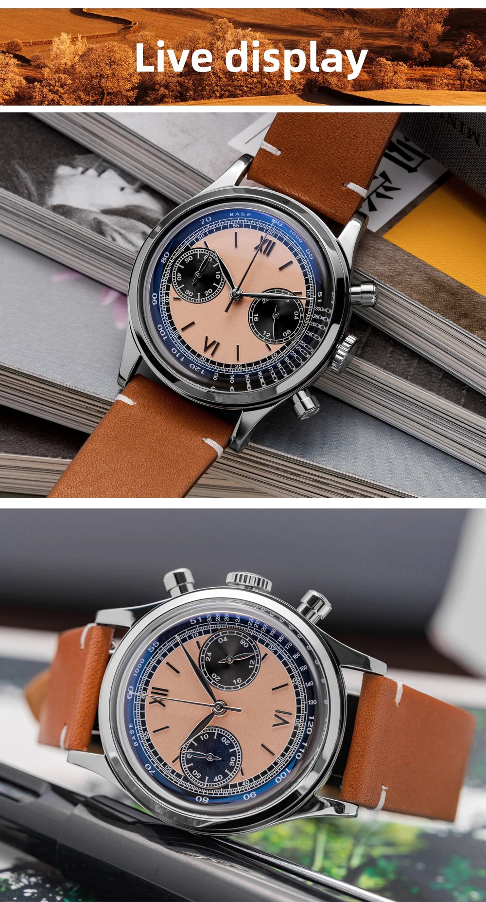 ADDIESDIVE AD2037 VK64 Multifunctional Chronograph Watch 10Bar Waterproof Mens Leather Watch Quartz Watches Reloj Hombre