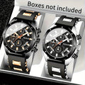 [Fashion Men's Quartz Watch ] 2pcs Casual Sports Men Watch Silicone Strap, Calendar Display, Ideal Men's Valentine's Day,